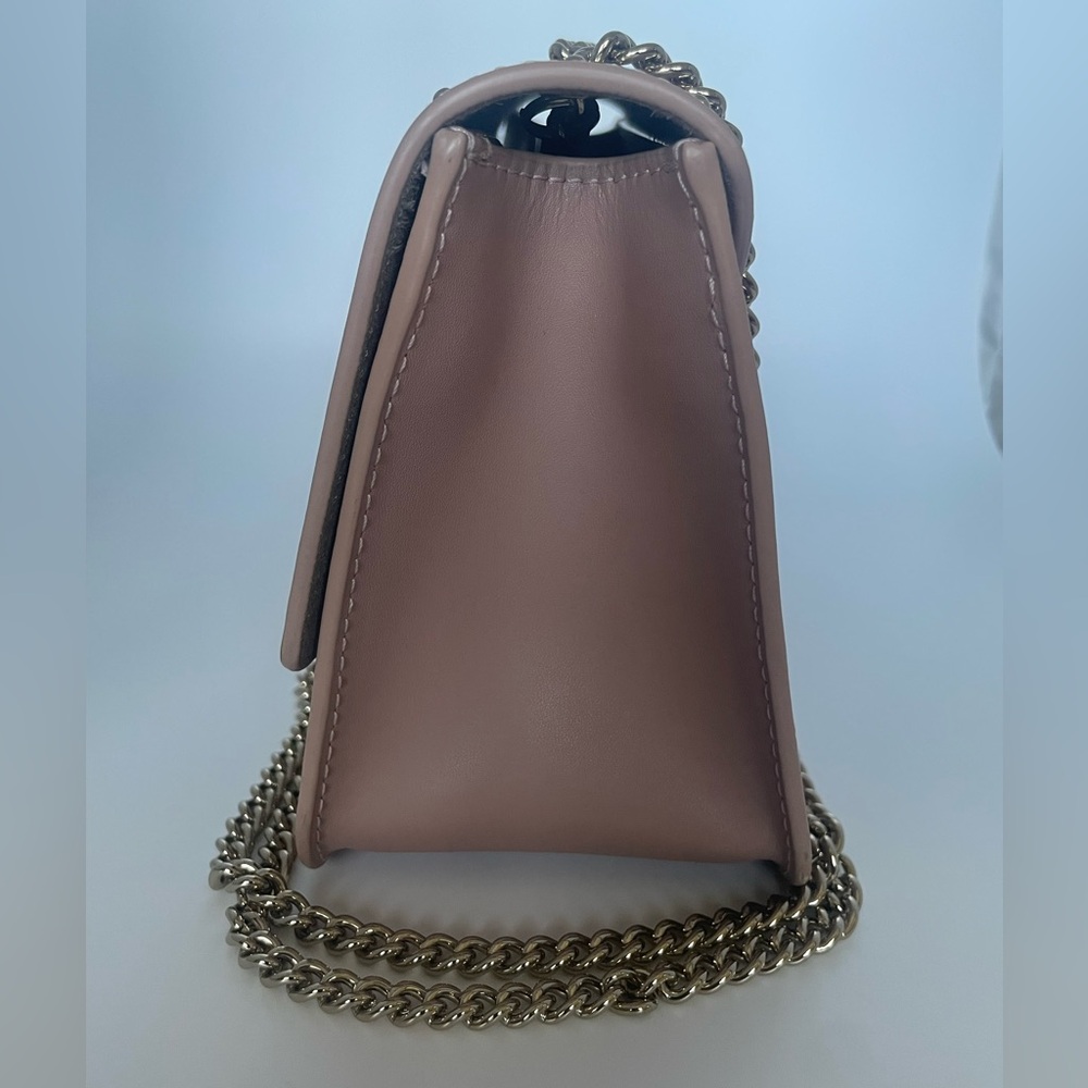 Furla Metropolis Mini Studded Leather Crossbody Blush Pink Saffiano Chain Bag - Picture 9 of 15